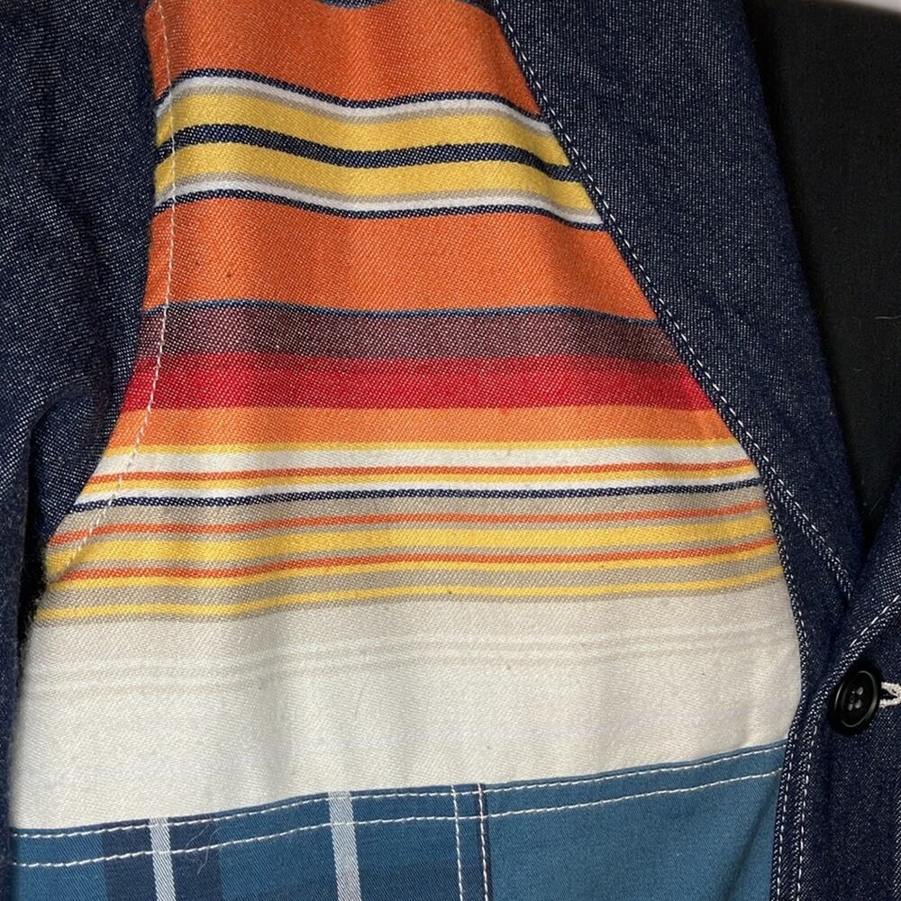 Sun + Stone‎ Southwestern jacket blazer Aztec Tribal Serape Patchwork Denim coat - Picture 3 of 5